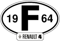 Stickers Renault 4 R4 4L, 14 cm wide, year 1964.