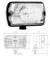 Fog light for Renault R4 4L or Renault Estafette, rectangular, with 100W Rally bulb.