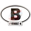 Autocollant Renault R4 4L, largeur 14cm, pays Belgique "B".