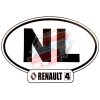 Autocollant Renault R4 4L, largeur 14cm, pays Pays Bas "NL".