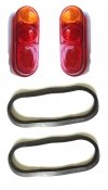 Taillight lens kit with rubber seals for Renault R4 4L van F4.