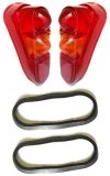 Taillight lens kit with rubber seals for Renault R4 4L sedan.