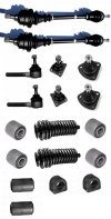 Kit steering and suspension joints, bellows, cardans, arms and stabilizing bar mounting rubbers for Renault R4 4L from 1979 to end of production.